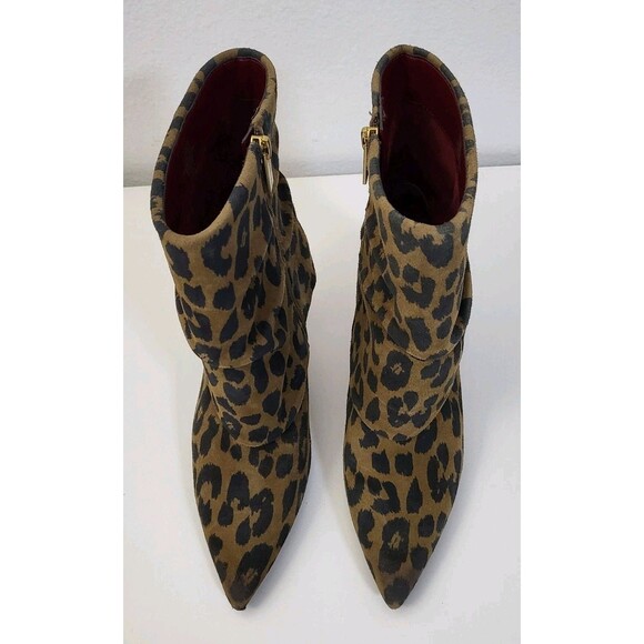 VINCE CAMUTO Blaira Boots Womens 6.5 Leopard Print Brown Suede Heels Pointed Toe - Picture 2 of 10